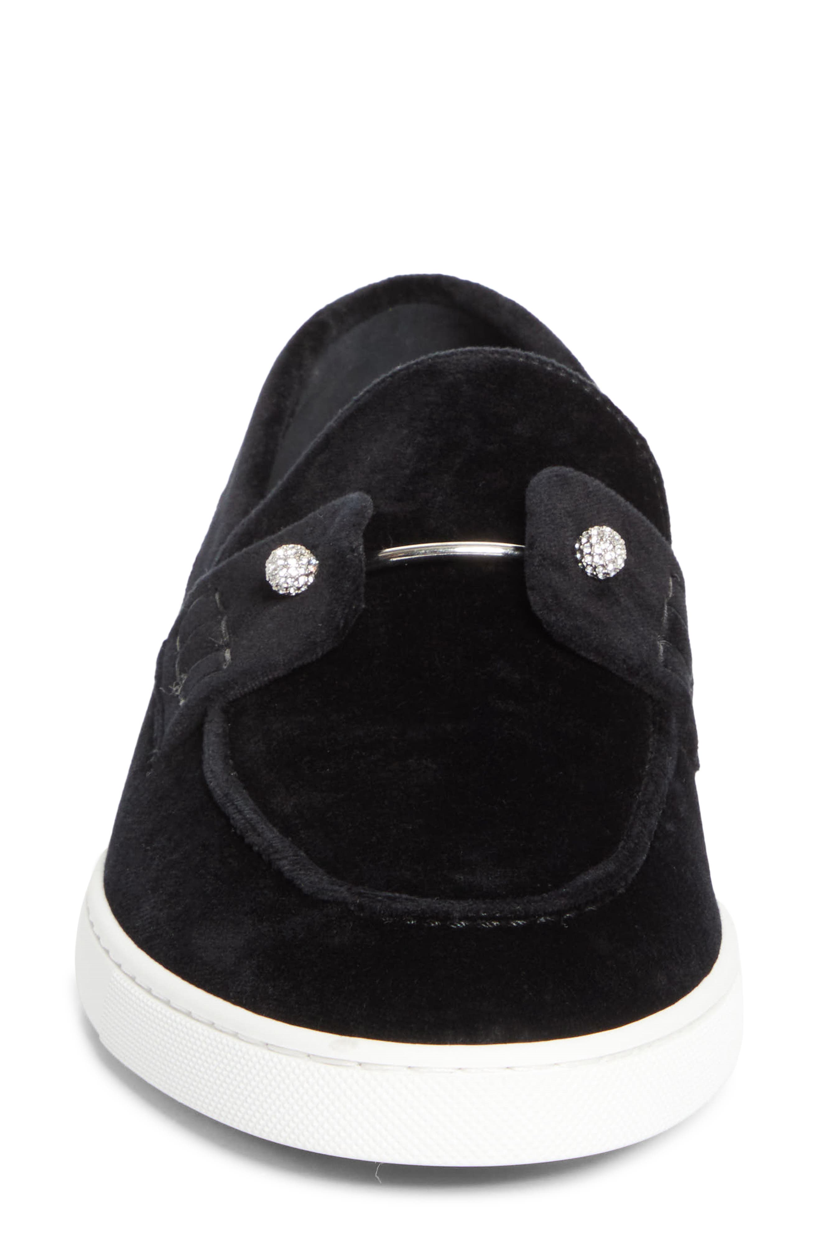 Christian Louboutin Chambeliboat Loafer, Alternate, color, Black/ Crystal