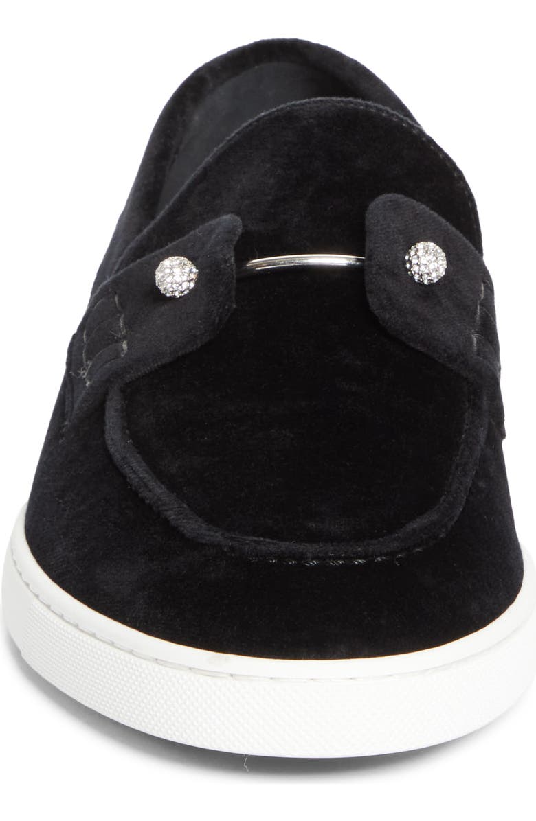 Christian Louboutin Chambeliboat Loafer, Alternate, color, Black/ Crystal