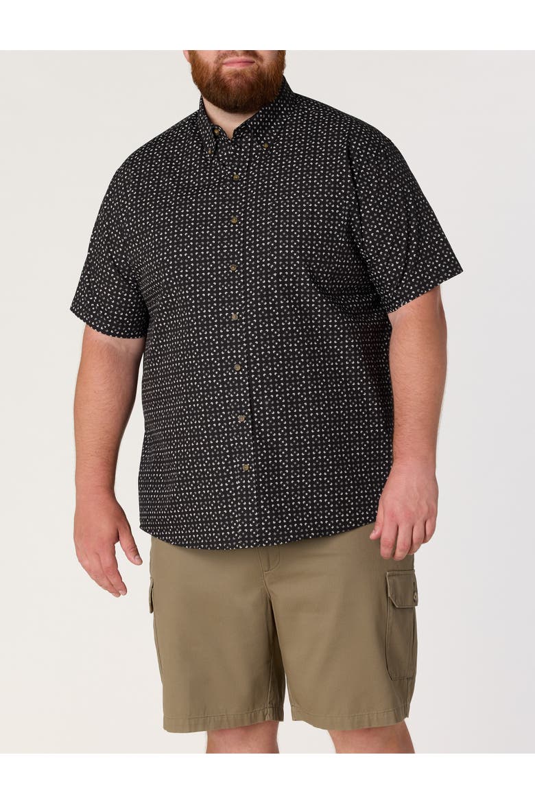 Big & Tall Easy-Care Micro Print Sport Shirt V3, Alternate, color, BLACK
