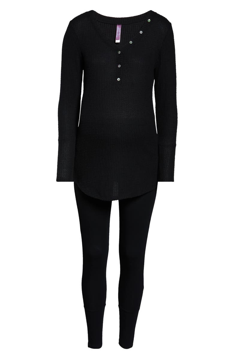 Belabumbum Cozy Maternity/Nursing Henley Pajamas, Alternate, color, 