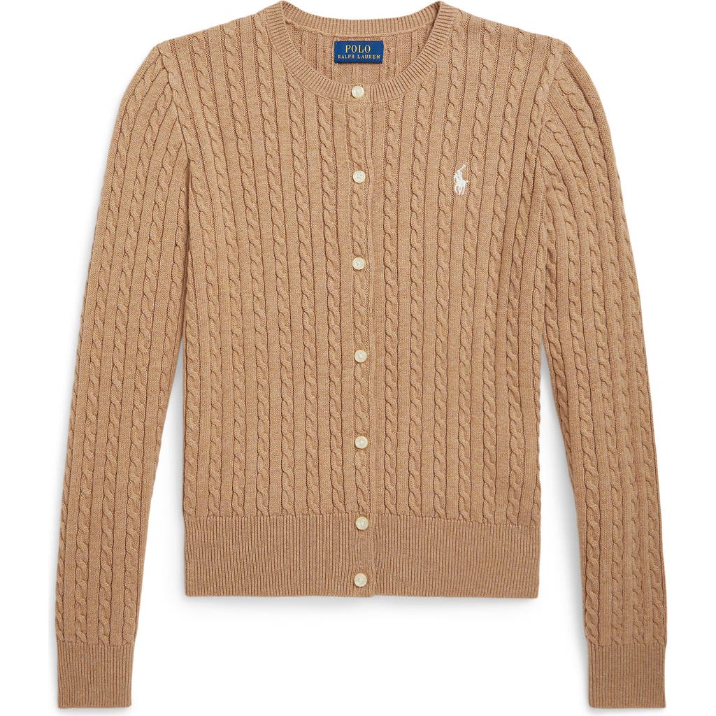 Polo Ralph Lauren Cable-knit Button-up Cardigan In Brown