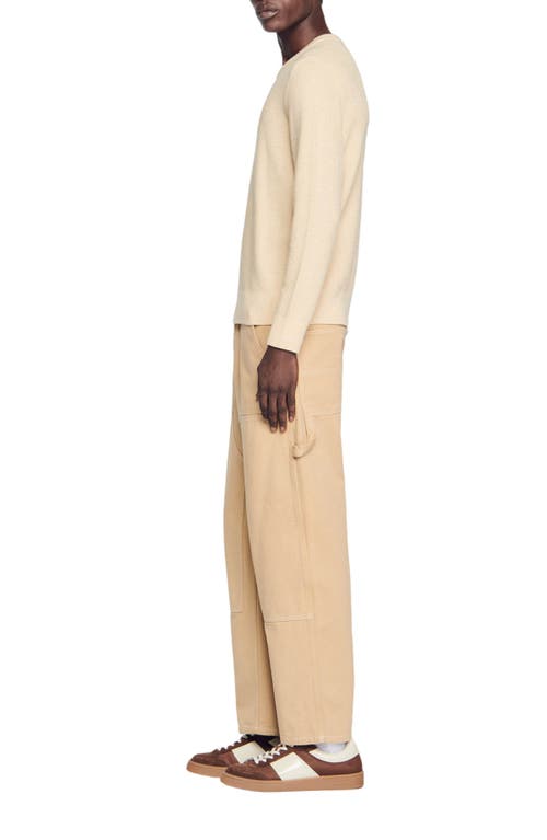 Sandro Rice Wool Blend Crewneck Sweater In Neutral