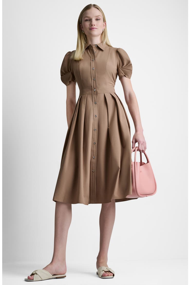 Commuter Short Sleeve Shirtdress, Alternate, color, COCO CRÈME