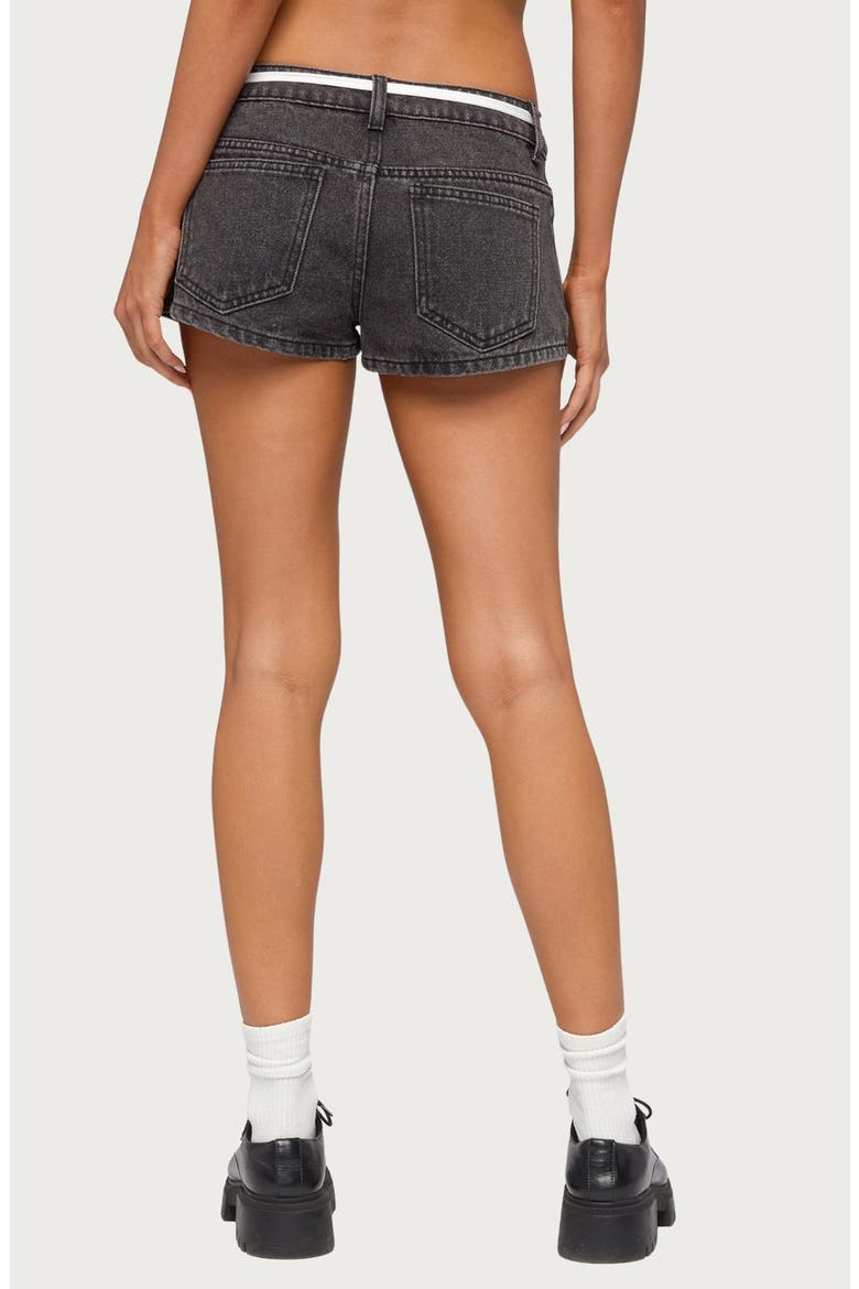 Olesia Tie Belt Denim Shorts, Alternate, color, BLACK-WASHED