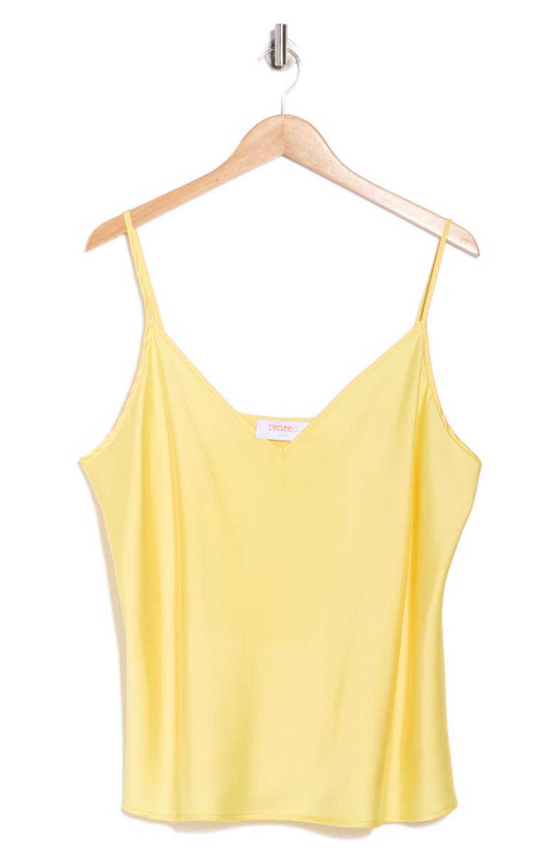 Renee C Satin V-Neck Camisole, Main, color, Yellow