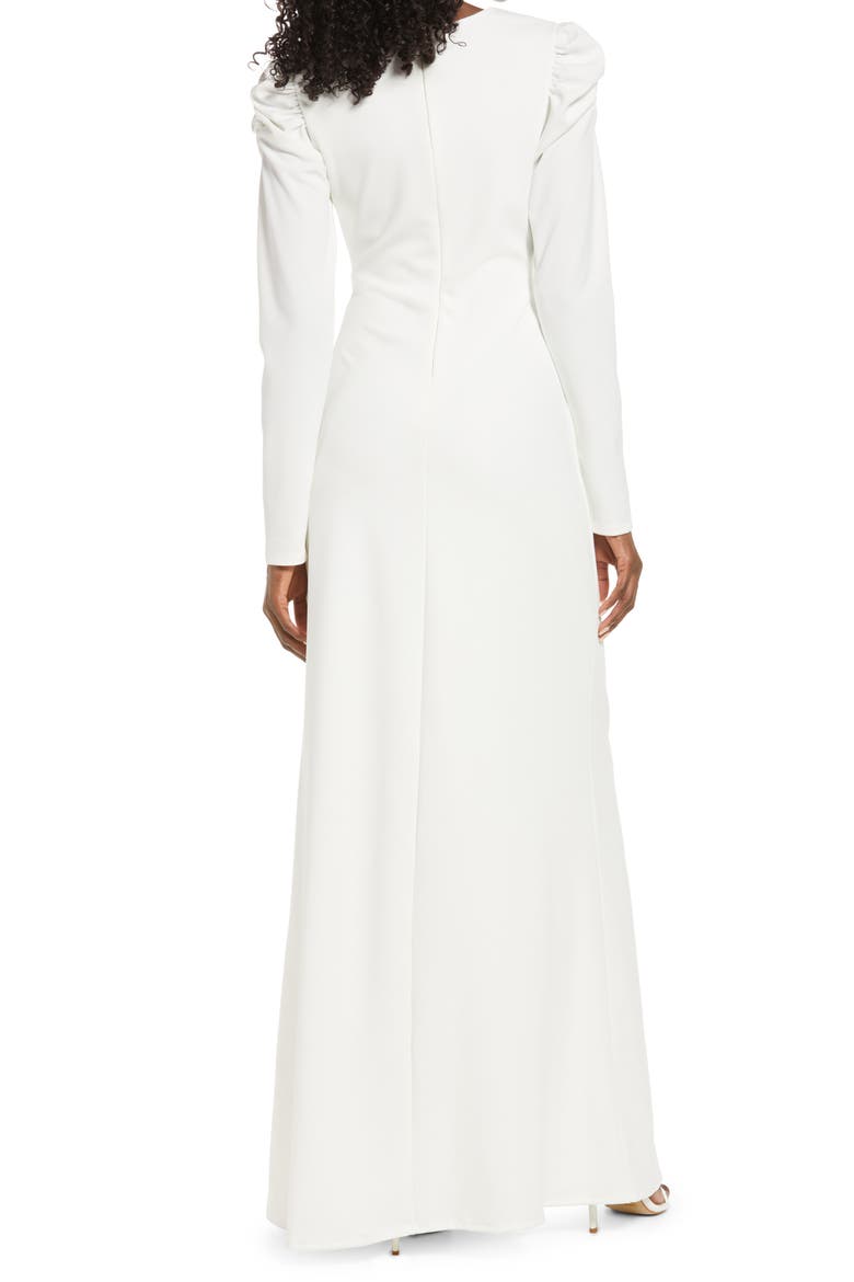 With a Passion Long Sleeve Gown, Alternate, color, WHITE
