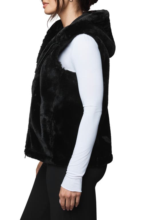 Splendid Lucia Hooded Faux Fur Vest In Black