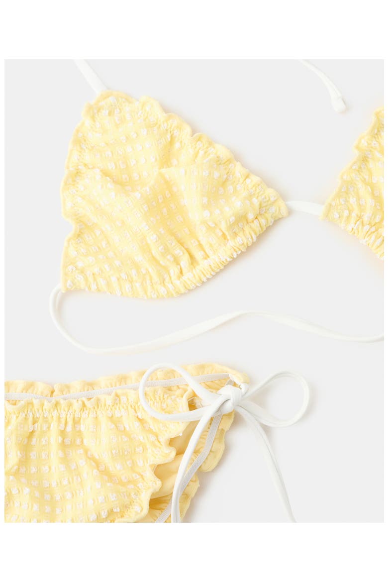 Gingham Scalloped Triangle Bikini Top, Alternate, color, YELLOW