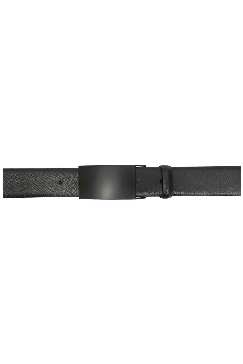 Matte Buckle Leather Belt, Alternate, color, BLACK