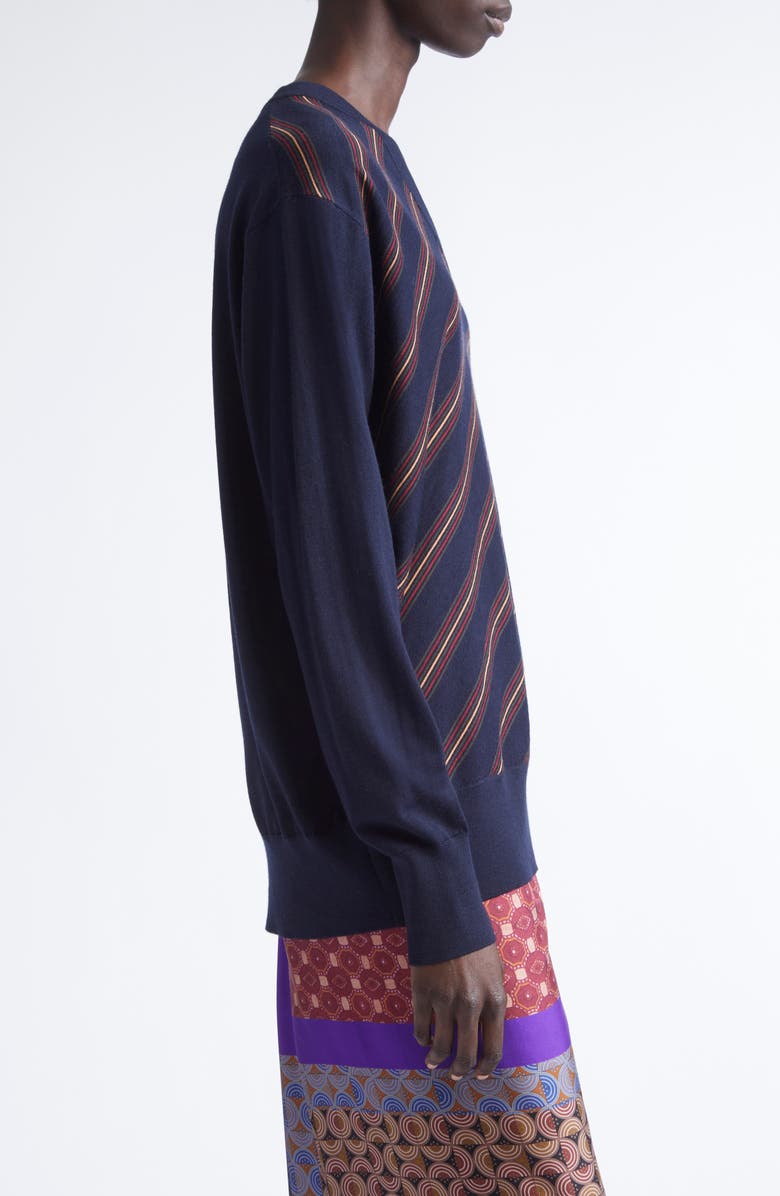 Dries Van Noten Tishana Merino Wool V-Neck Sweater, Alternate, color, Navy