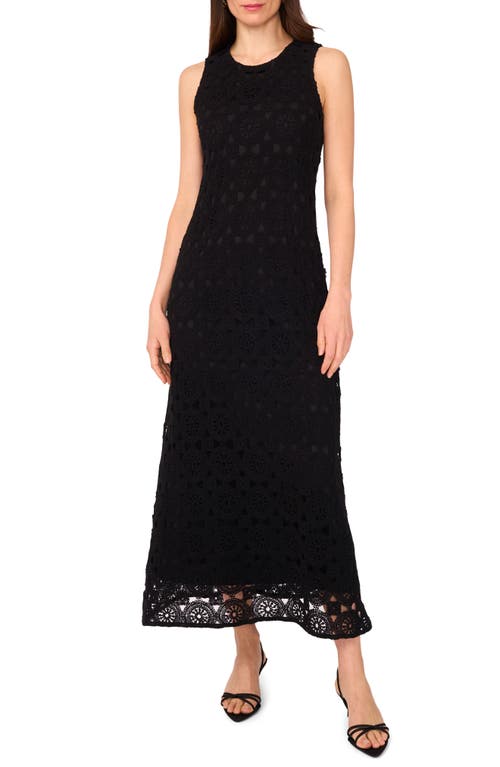 Vince Camuto Sleeveless Lace Cotton Maxi Dress In Black