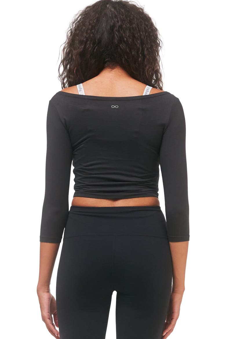 Dynamic Cozy Open Shoulder 3/4 Sleeve Top, Alternate, color, Cozy Black