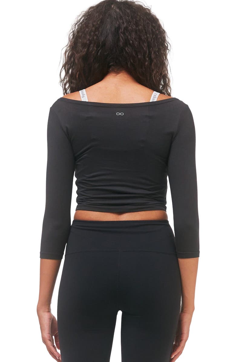 Rebody Active Dynamic Cozy Open Shoulder 3/4 Sleeve Top, Alternate, color, Cozy Black