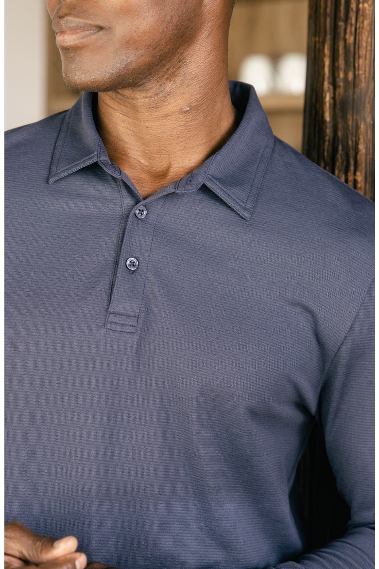 State Room Textured Long Sleeve Polo, Alternate, color, HEATHER TOTAL ECLIPSE