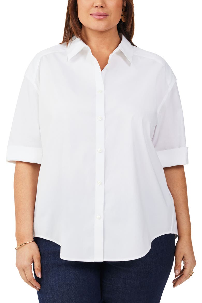 Joanna Stretch Cotton Blend Shirt, Main, color, WHITE
