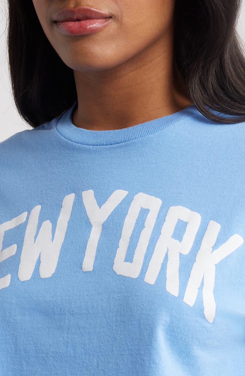 Junk Food New York Crop Graphic Baby Tee, Alternate, color, Carolina Blue