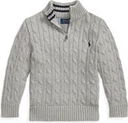 Polo Ralph Lauren Kids' Cotton Cable Knit Quarter Zip Sweater