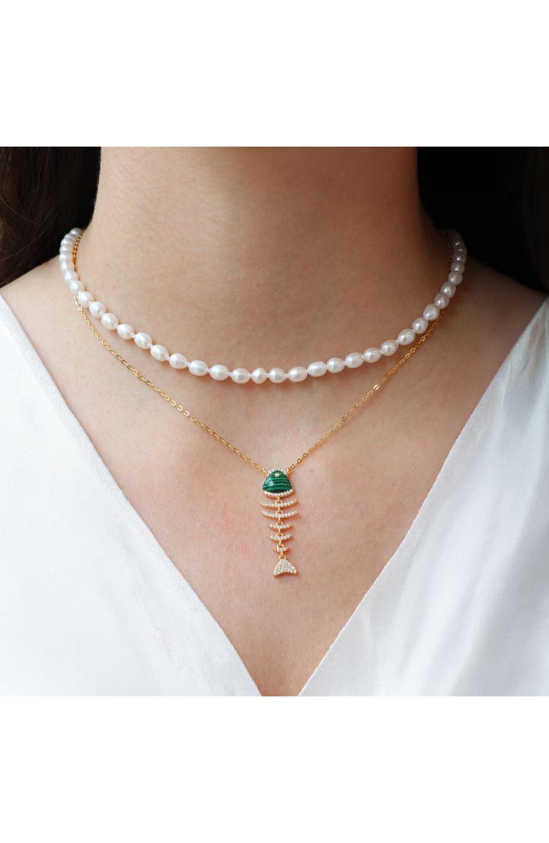 The Lovery Fine Jewelry Malachite Fish Necklace, Alternate, color, Malachite