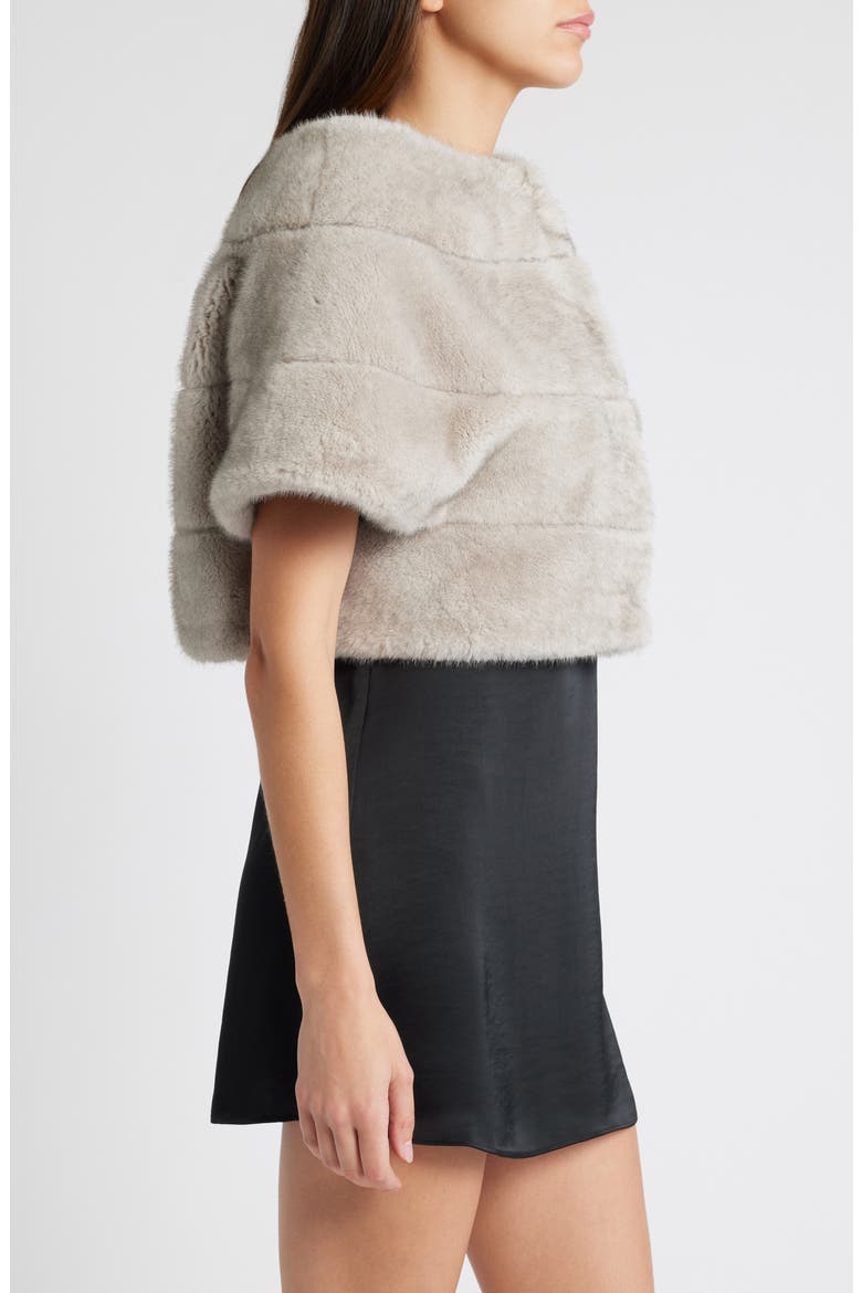 Faux Fur Crop Jacket, Alternate, color, SILVER/ BLUE