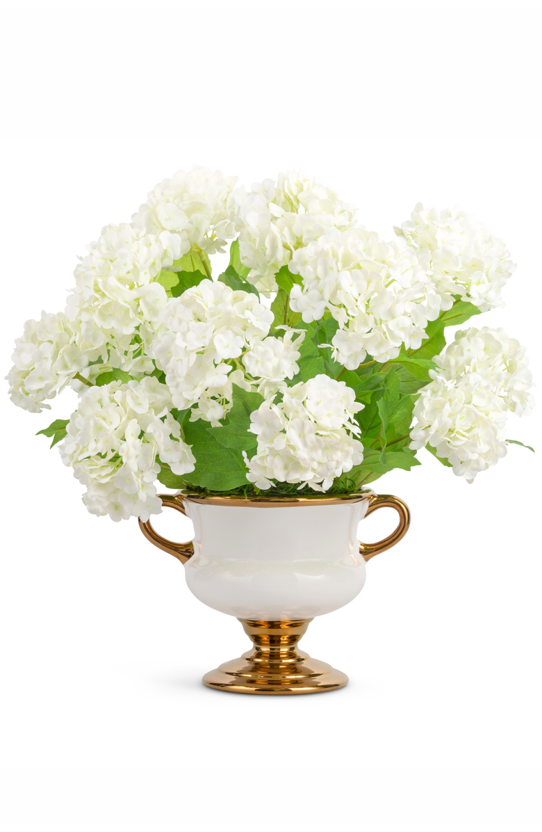 CocoBella Lyra RealTouch Snowball Hydrangea Arrangement, Main, color, Snow
