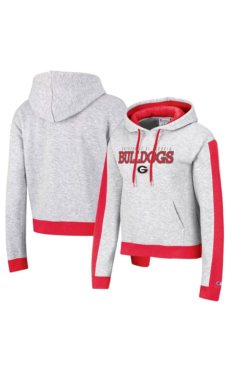 Champion Women's Champion Heathered Gray Georgia Bulldogs Tri-Blend Boxy Cropped Pullover Hoodie, Main, color, 