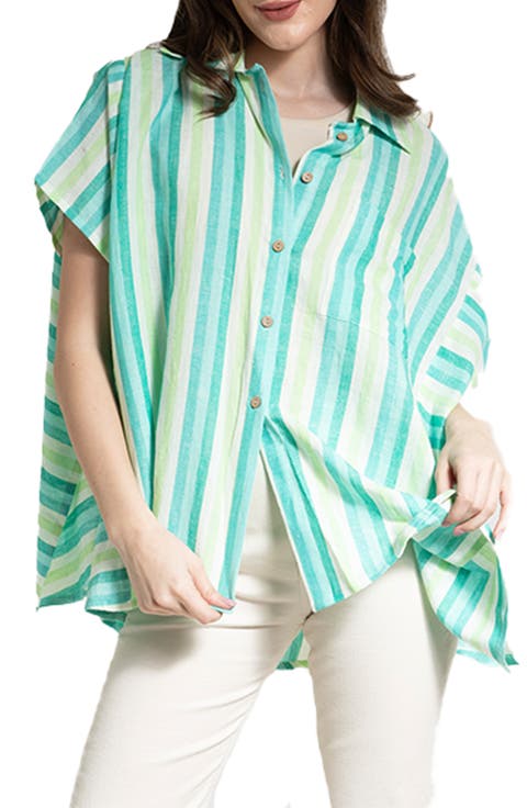 Oversize Stripe Cotton Button-Up Shirt