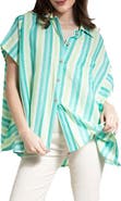 SAACHI Oversize Stripe Cotton Button-Up Shirt