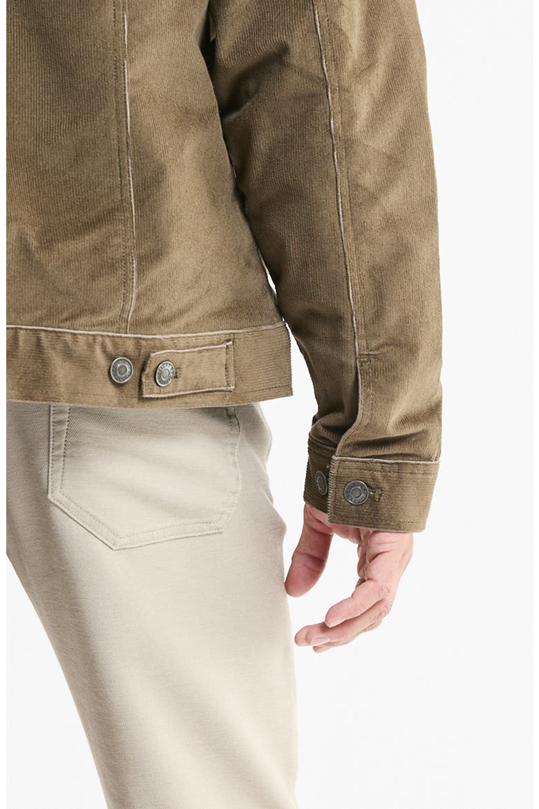 Corduroy Trucker Jacket with Faux Fur Collar, Alternate, color, OLIVE