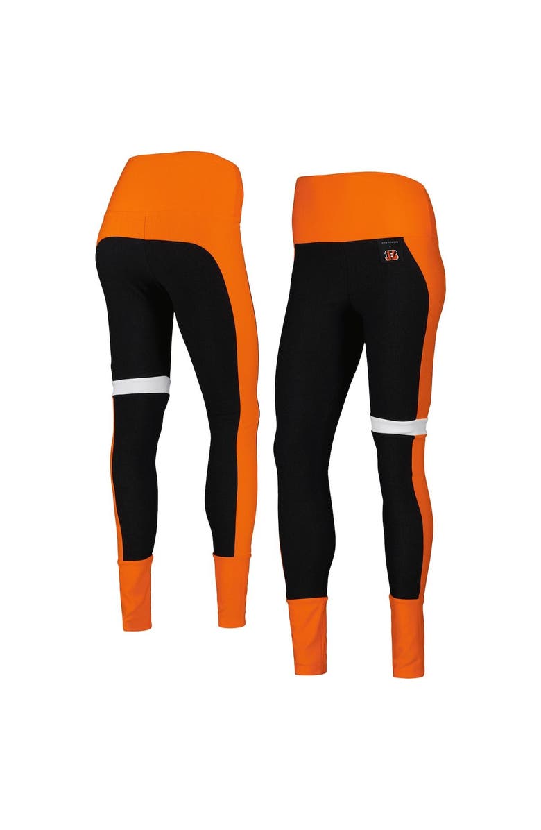 KIYA TOMLIN Women's KIYA TOMLIN Black/Orange Cincinnati Bengals Colorblock Tri-Blend Leggings, Main, color, 