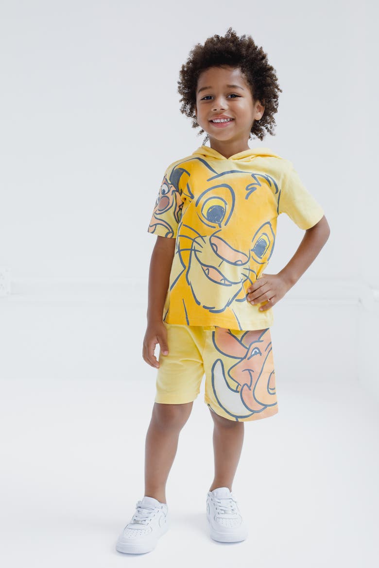Lion King 2-Piece Hooded T-Shirt and Shorts Set, Alternate, color, Lion King Yellow