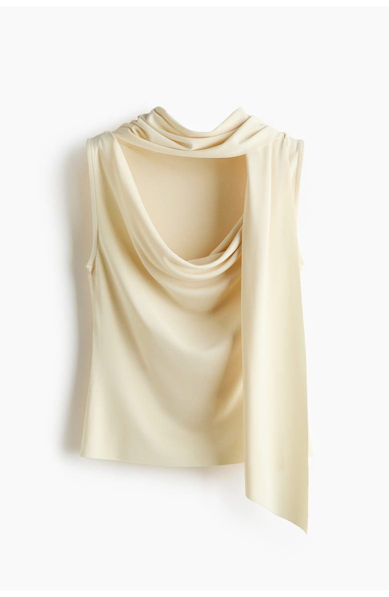 H&M Draped Scarf-detail Top, Main, color, Light Yellow