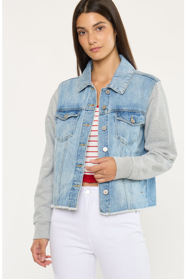 Karine Denim Hoodie Jacket, Alternate, color, Medium Wash
