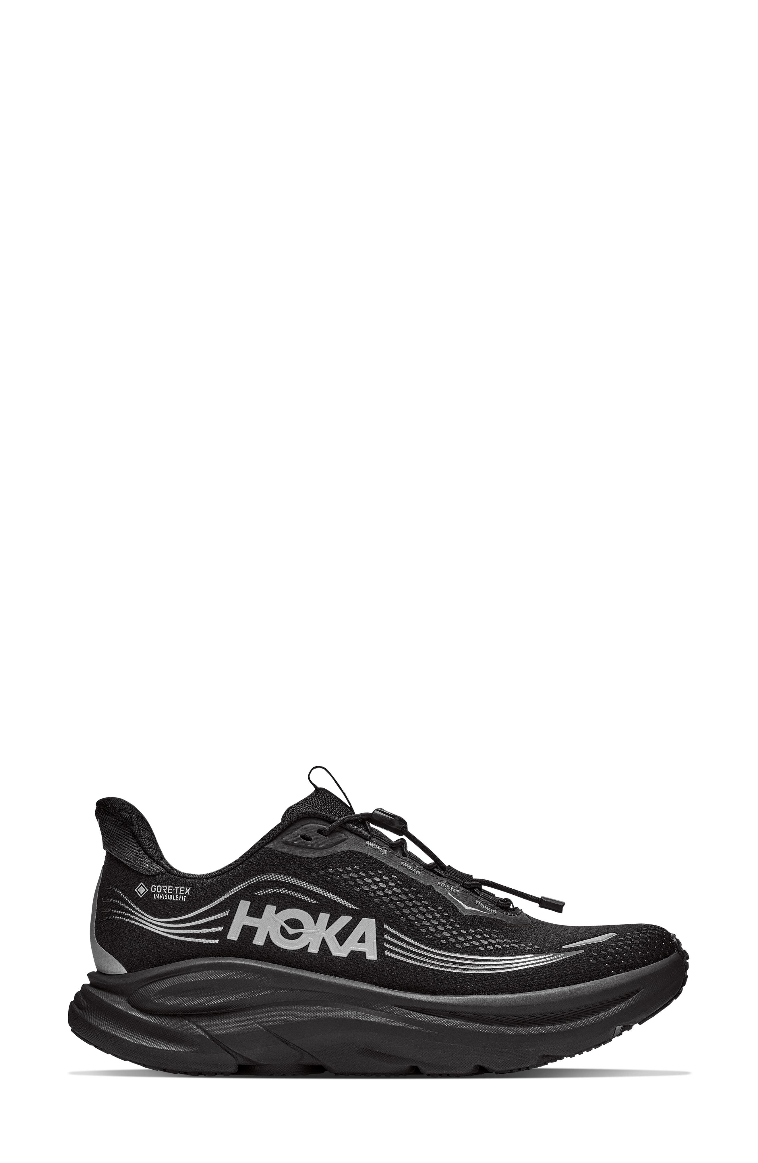 Clifton 11 GTX Waterproof Running Shoe, Alternate, color, BLACK / BLACK