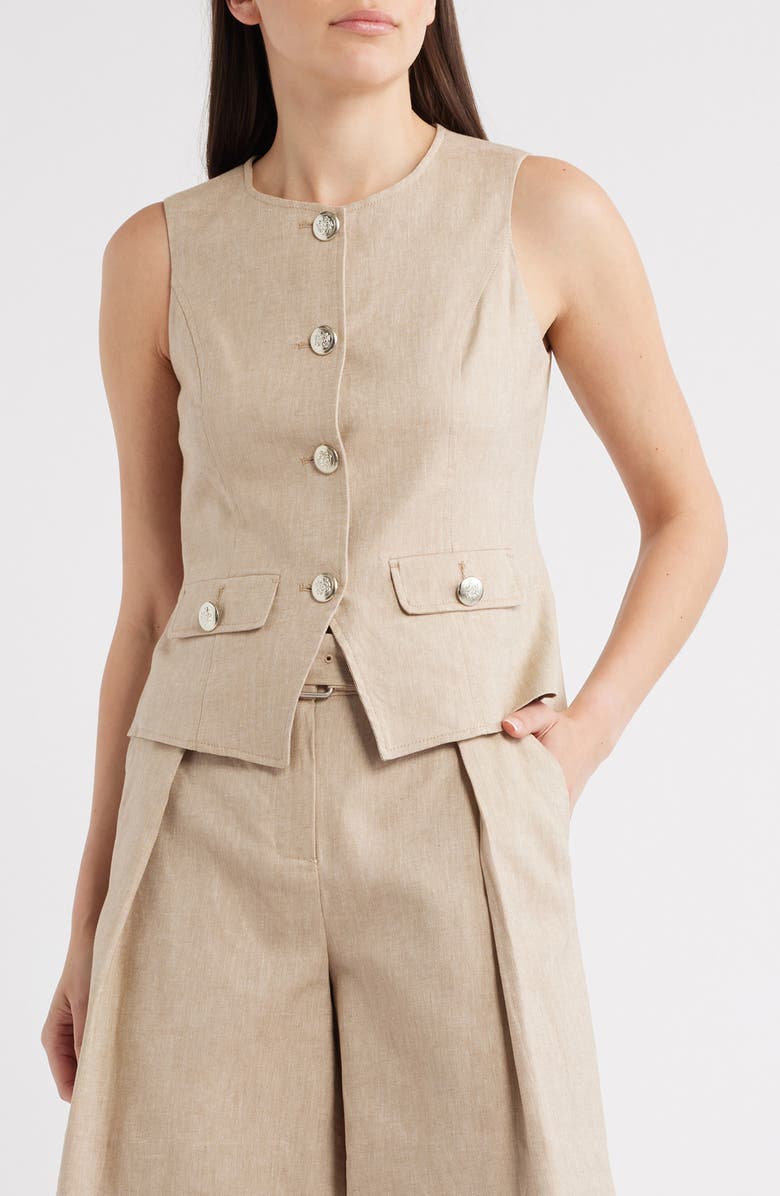 Halogen<sup>®</sup> Crewneck Cutaway Vest, Main, color, Pebble