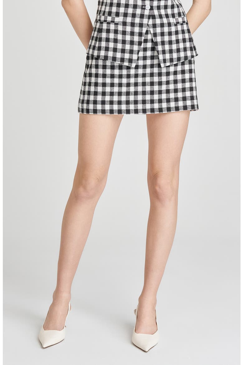 x Styled by COCO! Gracie Gingham Linen Blend Miniskirt, Alternate, color, BLACK GINGHAM