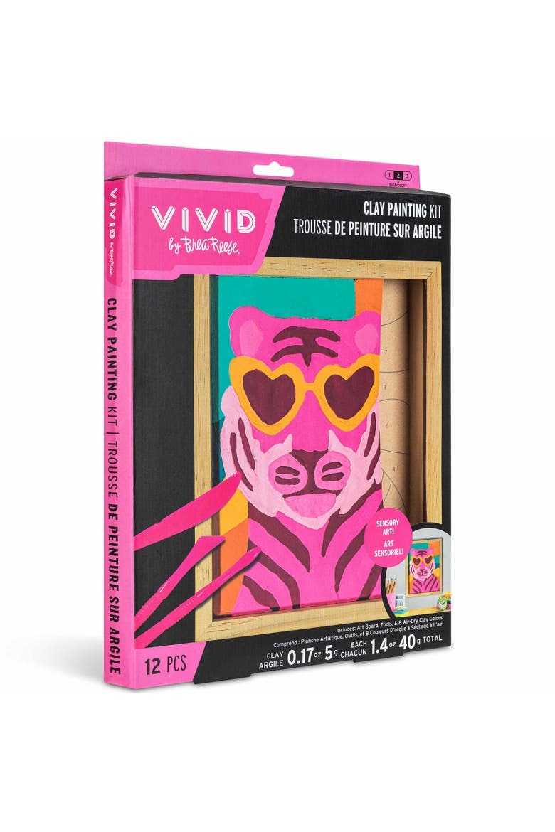 Vivid by Brea Reese, Clay Painting Art Kit, Wild Tiger, DIY Clay By Number, Alternate, color, Multicolored