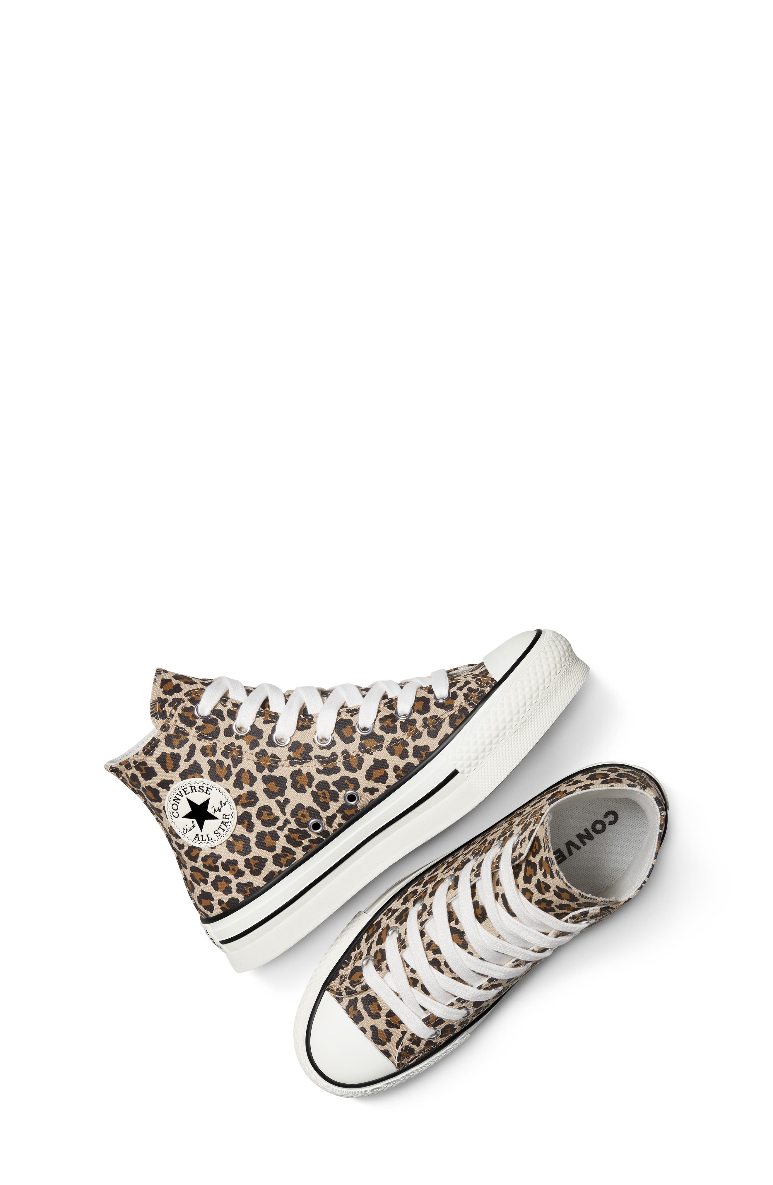 Converse Kids' Chuck Taylor<sup>®</sup> All Star<sup>®</sup> EVA Lift High Top Sneaker, Alternate, color, Leopard/ Black/ Vintage White