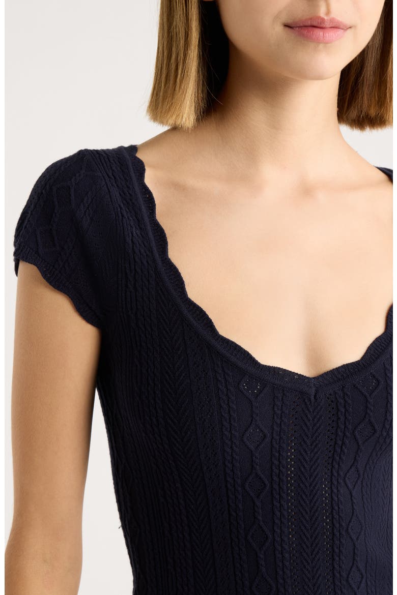 Taegan Mixed Stitch Fit & Flare Minidress, Alternate, color, MIDNIGHT KISS