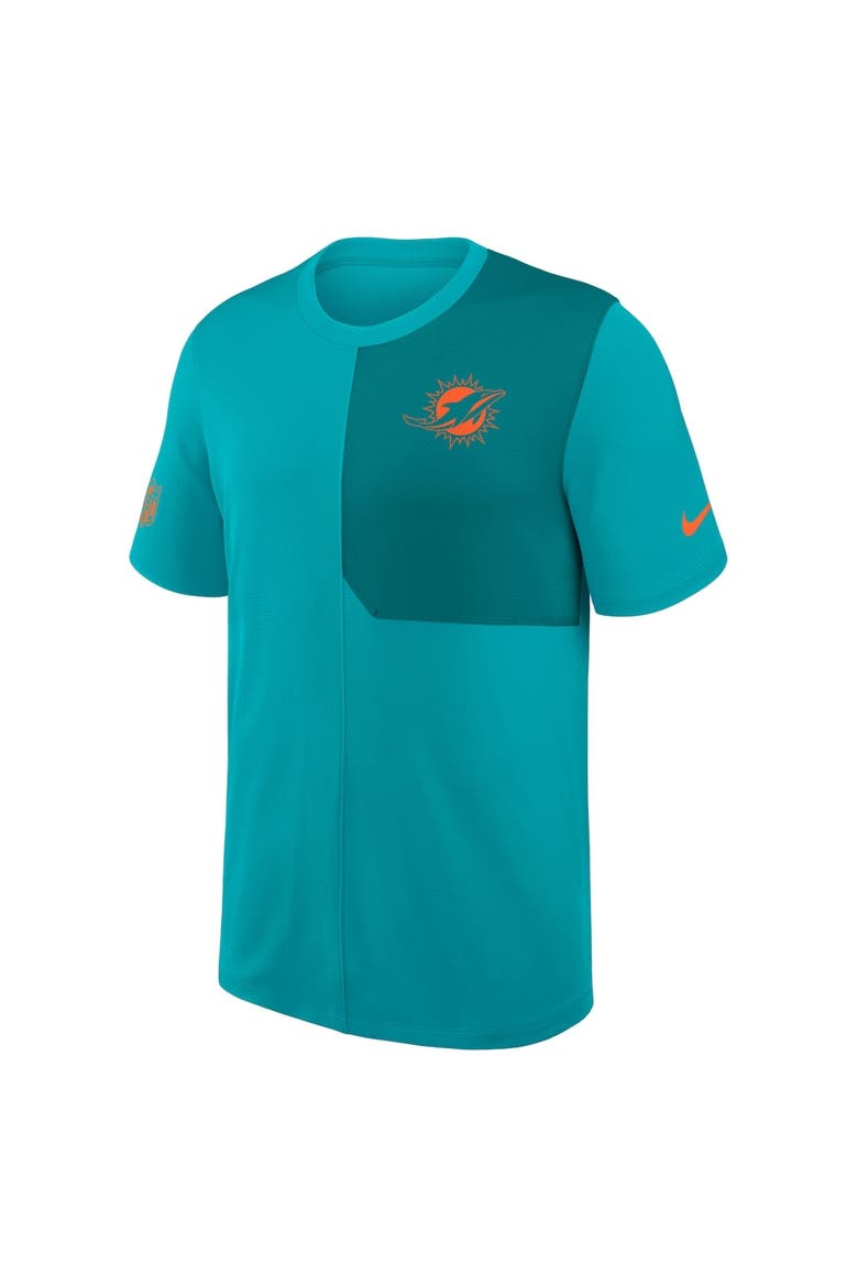 Men's Nike Aqua Miami Dolphins Sideline UV Performance Coach Shirt, Alternate, color, Aqua