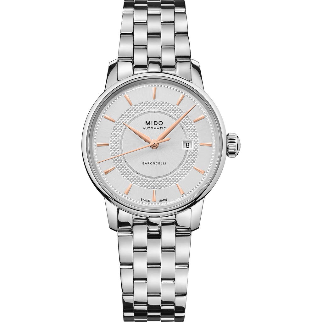 MIDO Baroncelli Signature Automatic Bracelet Watch, 30mm in Silver/White  product