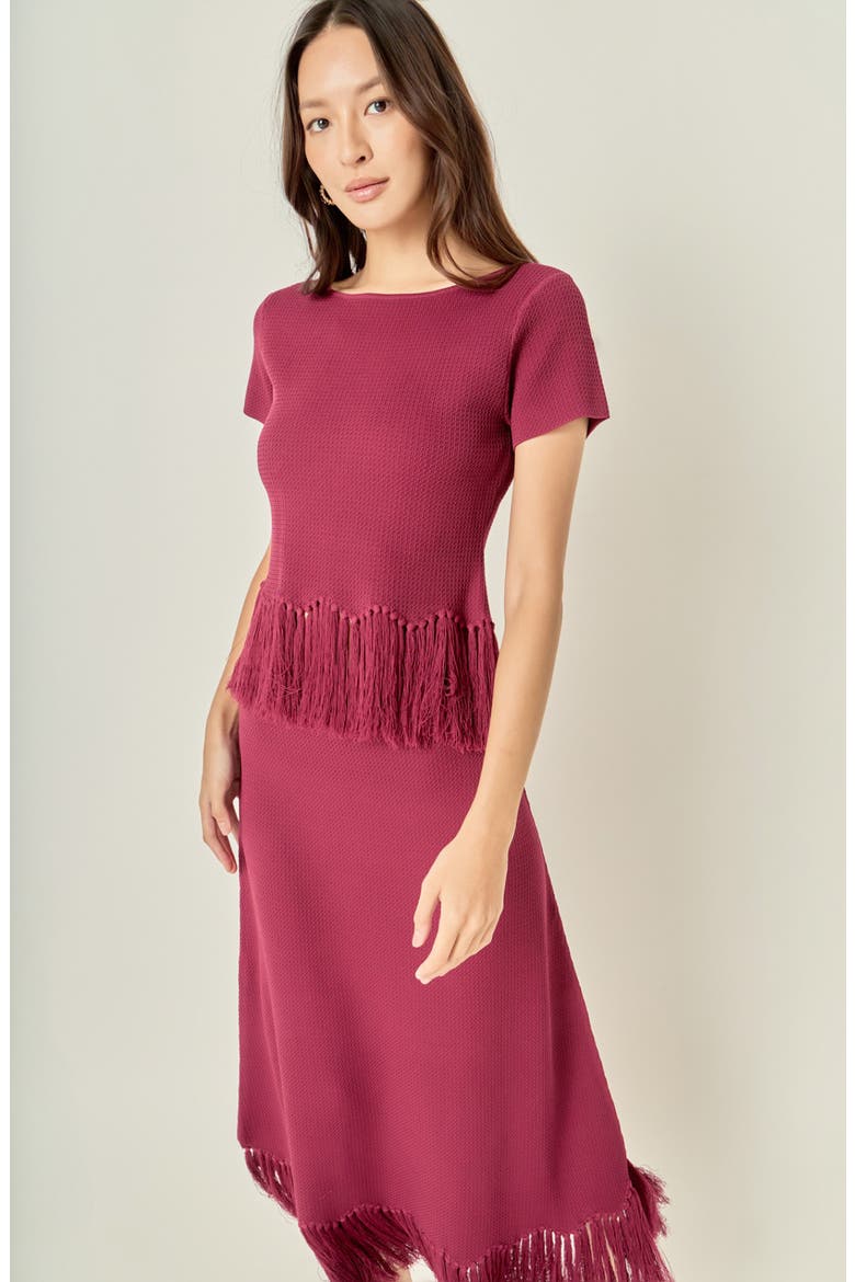 Fringe Hem Knit Top, Alternate, color, BURGUNDY