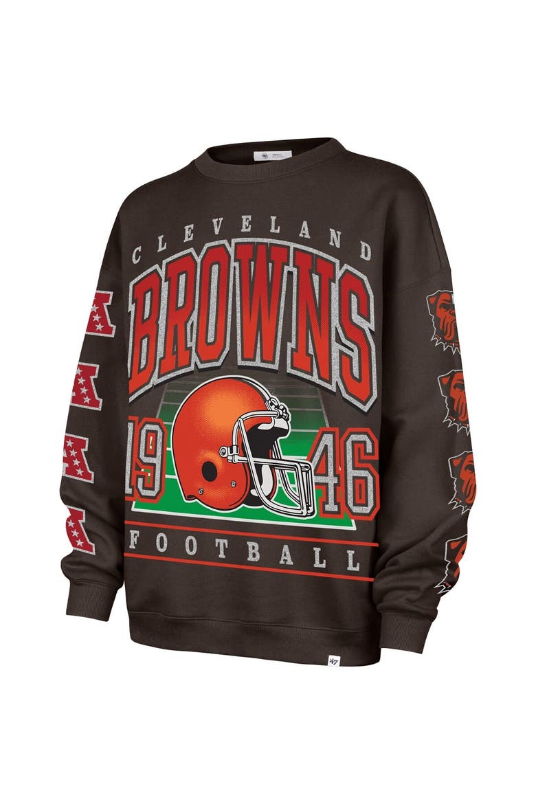 Women's '47  Brown Cleveland Browns Go Big Oversized Pullover Sweatshirt, Alternate, color, Brown