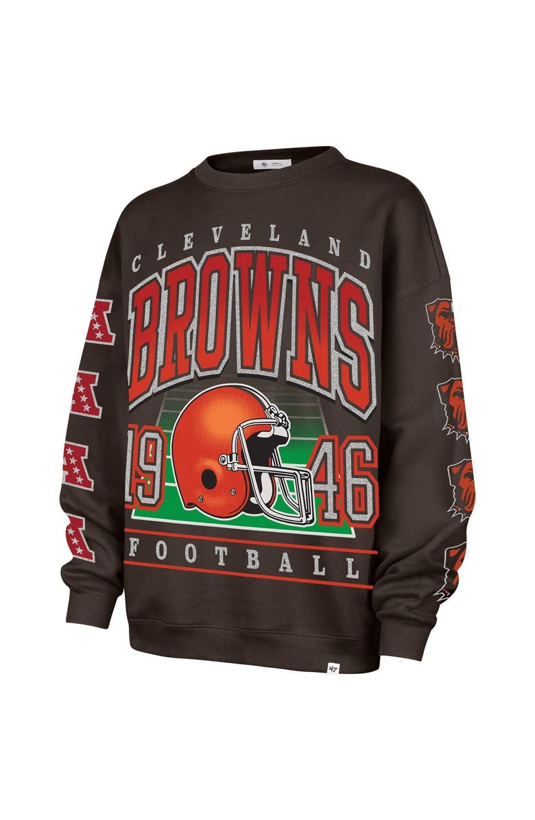 '47 Women's '47 Brown Cleveland Browns Go Big Oversized Pullover Sweatshirt, Alternate, color, Brown
