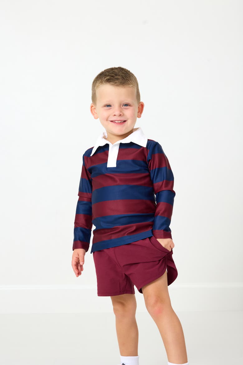 Boys Long Sleeve Polo Shirt, Alternate, color, Navy Maroon Stripe