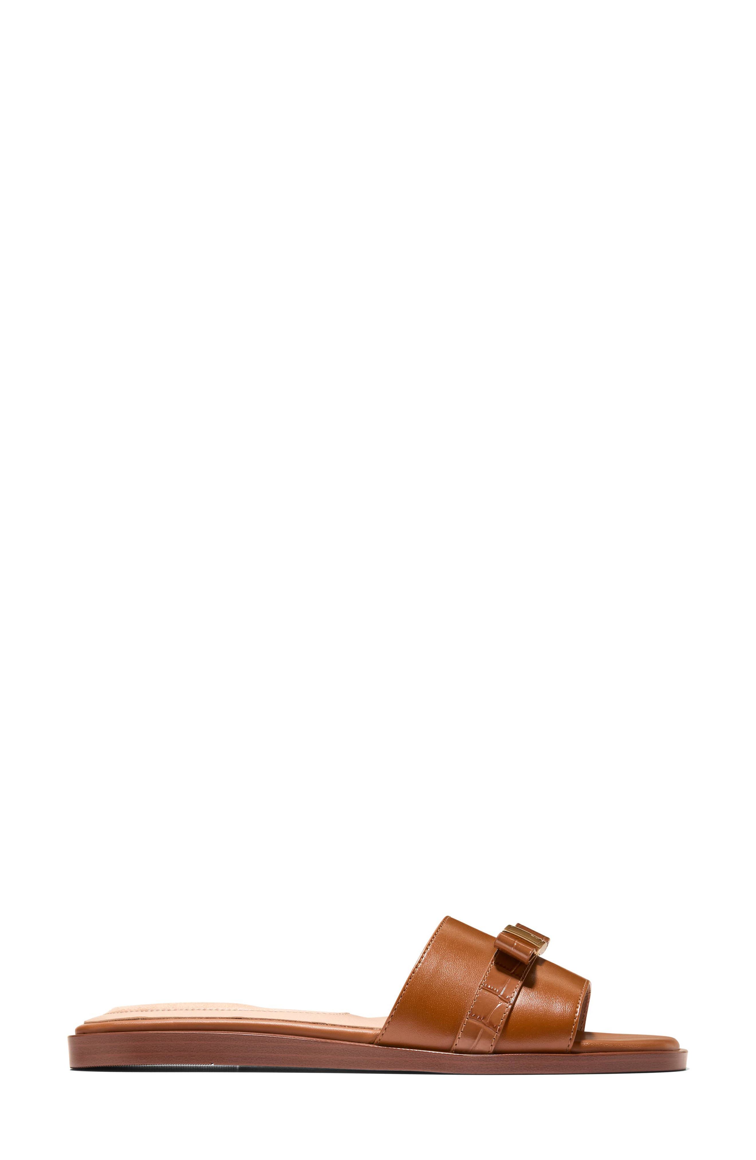 Go-To Emalia Slide Sandal, Alternate, color, BRITISH TAN/ CROC PRINT