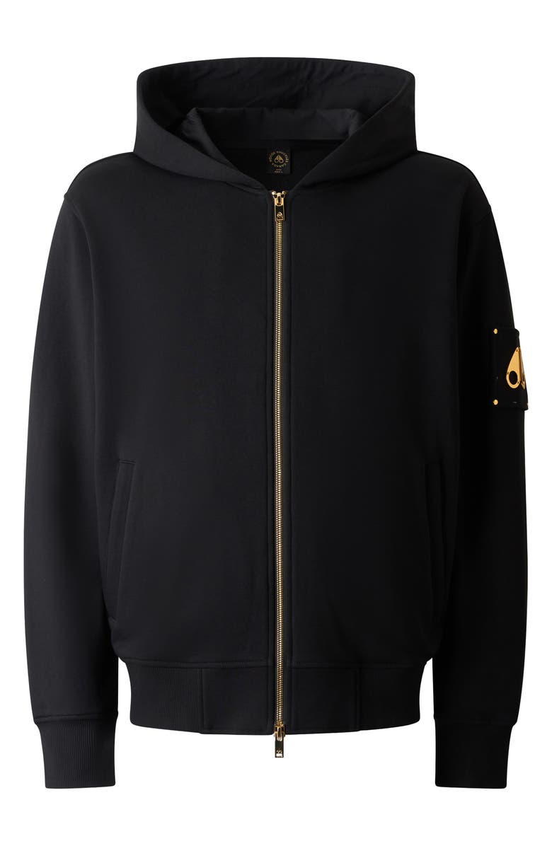 Moose Knuckles Hartsfield Cotton Zip Hoodie, Alternate, color, Black
