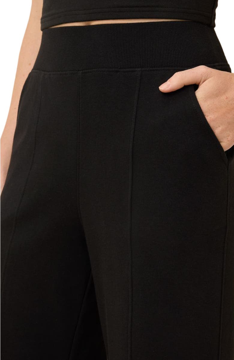 Pact Organic Cotton Airplane Pintuck Wide Leg Pant, Alternate, color, Black