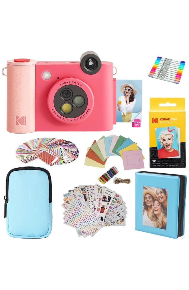 Kodak Smile+ 2-in-1 Camera Gift Bundle w/ Blue Case, Main, color, Fuchsia