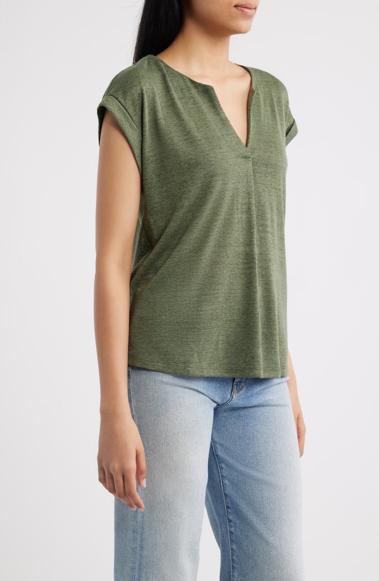 Bobeau Caty Pleat Front Knit Top, Alternate, color, Olive Moss