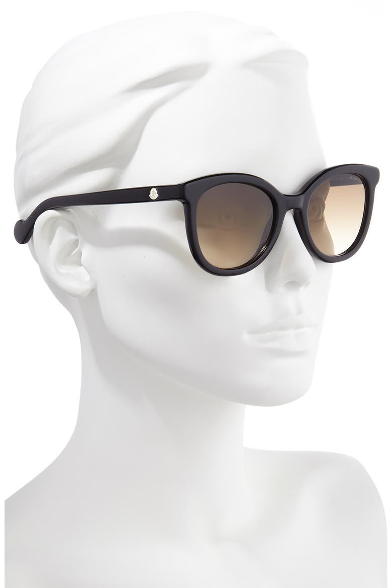 52mm Sunglasses, Alternate, color, SHINY BLACK/ GRADIENT BROWN